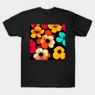 Bright colored textured flowers from the 1970's T-Shirt